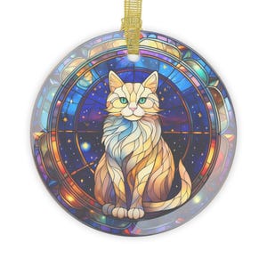 Celestial Cat Glass Ornament