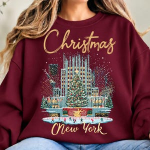 Christmas in Rockefeller Sweatshirt, NYC Christmas 2027 Sweatshirts For Women, Family Group Tee, Radio City Christmas Rockettes Sweatshirt image 5