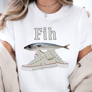 Fih Shoes Meme Shirt: Funny Misspelled Fish Tee