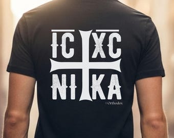 Orthodox Christian T shirt, IC XC NIKA Jesus Christ Cross Conqueror Crewneck, Religious Gift, Religious Apparel, xc Shirt