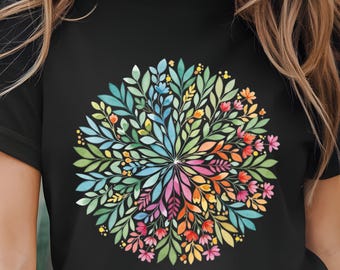 Mandala Shirt , Lotus Flower T-Shirt Women, Yoga Shirt, Spiritual Gift, Womens Bohemian Yoga Shirt, Bohemian T-shirt