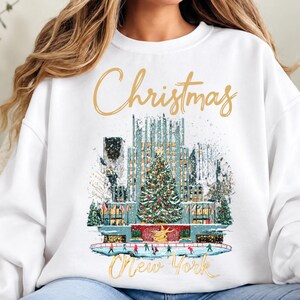 Christmas in Rockefeller Sweatshirt, NYC Christmas 2027 Sweatshirts For Women, Family Group Tee, Radio City Christmas Rockettes Sweatshirt image 4
