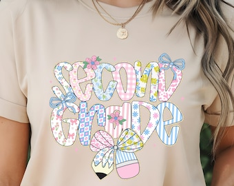 Coquette Bow Second Grade Girls Back To School Shirt
