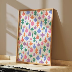 A4 Christmas Baubles Cross-Stitch Pattern | Colorful Holiday Decor PDF - modern wall art