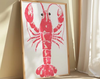 Lobster Cross-Stitch Pattern: Coastal DIY Embroidery (PDF)