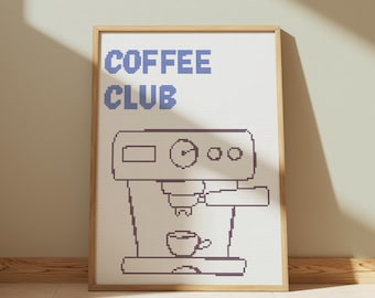 Kaffeemaschine Kreuzstichmuster: Moderne Küche Barista Kunst (A4 PDF)