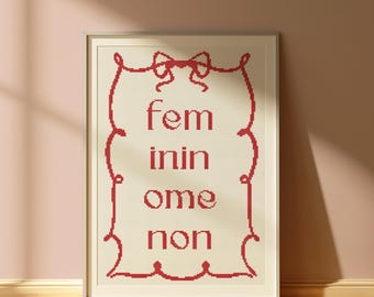 A3- Femininomenon -  Feminine Phenomenon" Cross-Stitch Pattern | Empowerment Lyrics | Feminist Art - Chappell Roan lyrics
