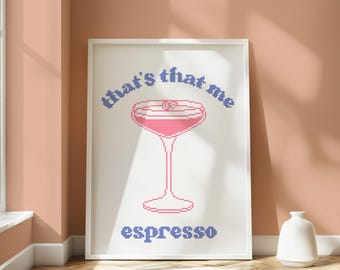 Espresso Martini Cross-Stitch Pattern: Sabrina Carpenter Lyrics (PDF Download)