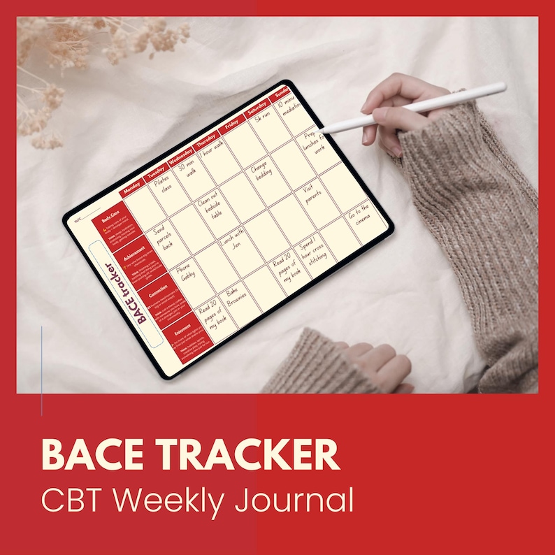 BACE Tracker Printable: CBT Self-care Worksheet (weekly PDF Download A4 ...