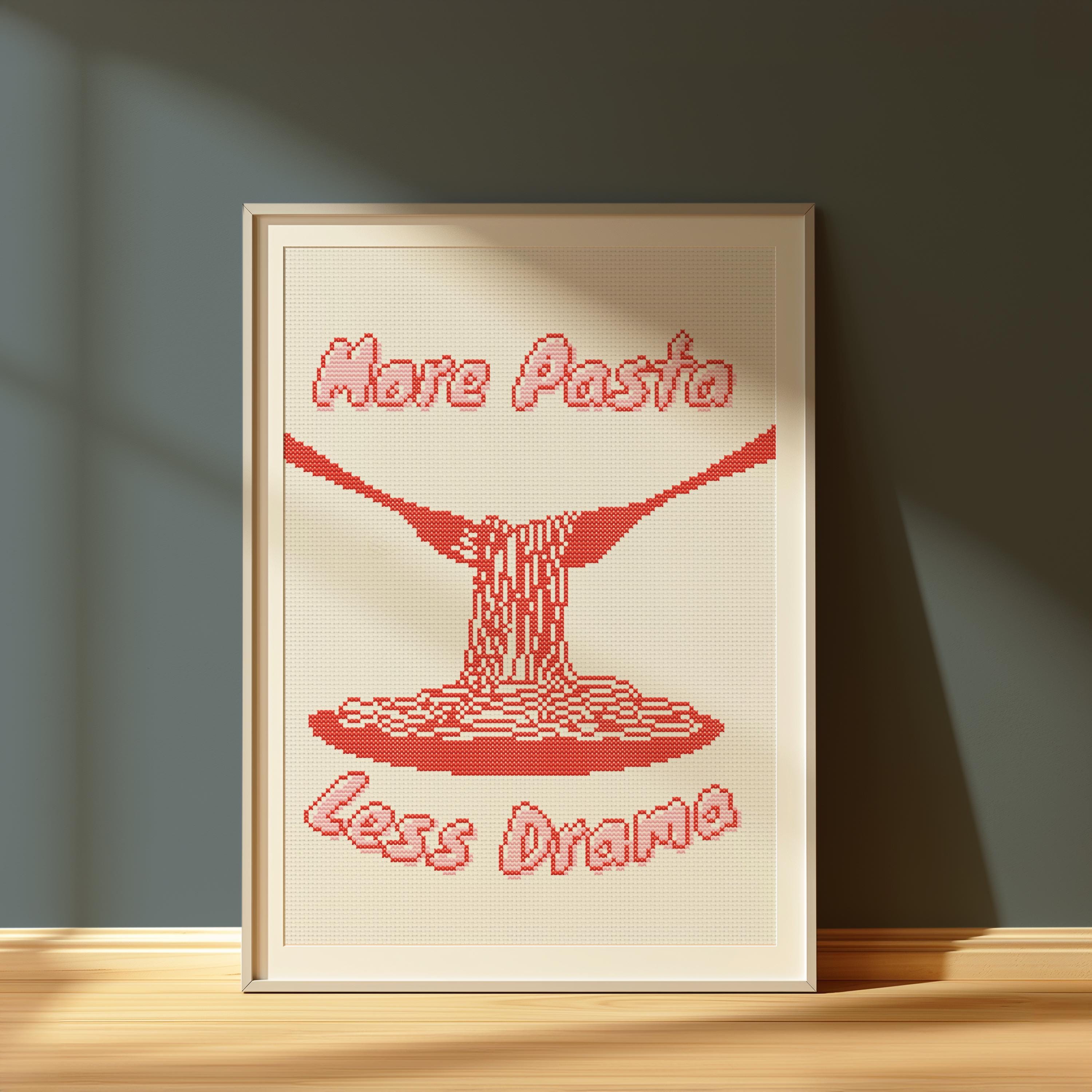 Pasta Cross Stitch Pattern: Funny Kitchen Decor (Digital Download)