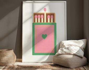 Matchbox Love Cross-Stitch Pattern: Vintage Romance A4 Art (PDF)