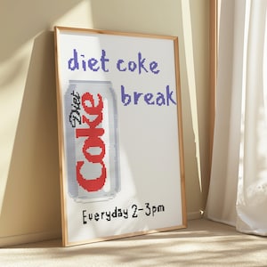 A4 Diet Coke Break - Cross stitch pattern - Digital download - modern wall art coca cola