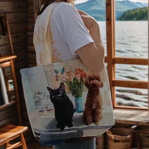 Custom Photo Tote Bag, Personalized Pet Bag, Photo Printed Custom Shoulder Bag, Personalized Canvas Bag, Personalized Gift, Human Photo Bag