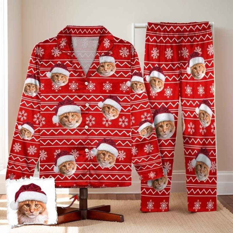 Christmas Cat Pjs Etsy Canada