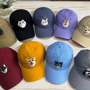Custom EMBROIDERED Pet Hat Using Pet Photo, Custom Embroidered Pet Portrait Baseball Cap, Personalized Dog or CaHat, Custom Pet Lover Gift