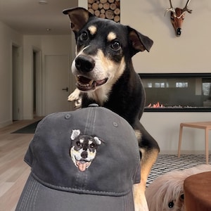 Custom EMBROIDERED Pet Hat Using Pet Photo, Custom Embroidered Pet Portrait Baseball Cap, Personalized Dog or CaHat, Custom Pet Lover Gift