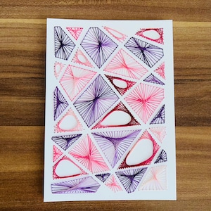 Carte avec broderie création géométrique