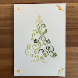 Biglietto con motivo albero di Natale ricamato