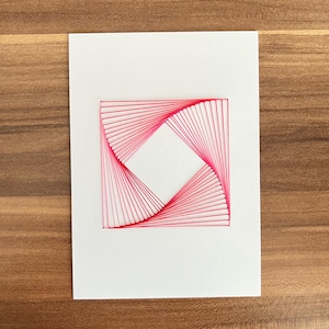 Carte brodée main géométrique – Design minimaliste – Carte artisanale suisse – Pour anniversaire, célébration ou message doux