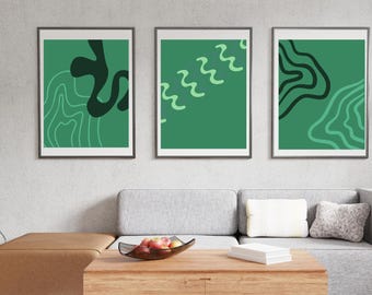 Green Abstract Digital Print Wall Art