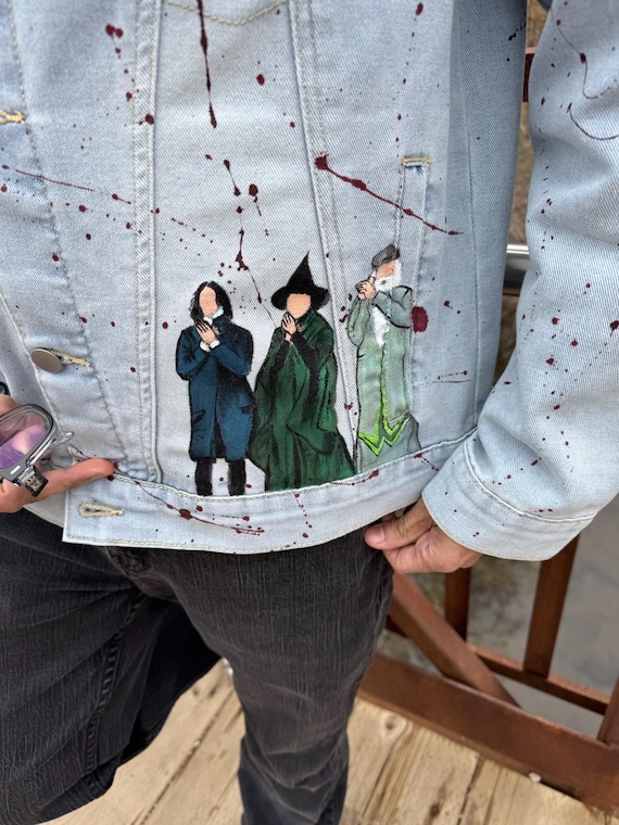Custom Harry Potter Denim Jacket – Hand-painted Wizarding World