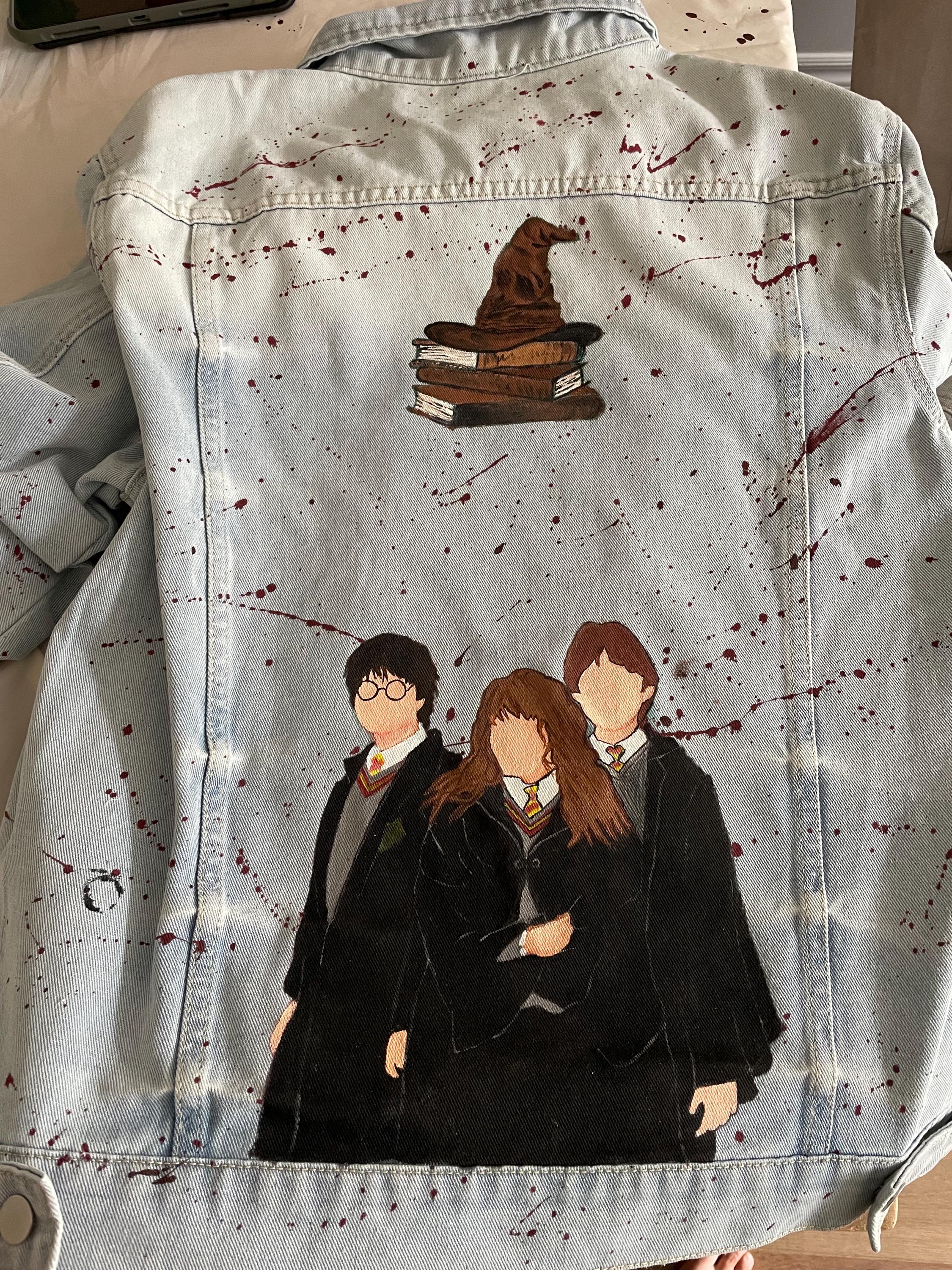 Custom Harry Potter Denim Jacket – Hand-painted Wizarding World