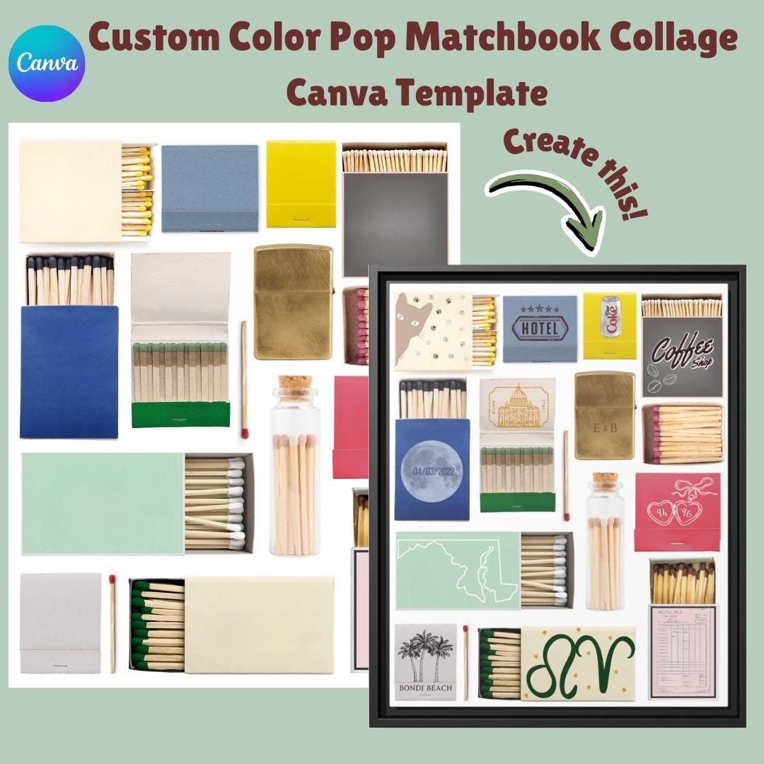 Custom Matchbox Collage Canva Template for Gifts Anniversary Birthday ...