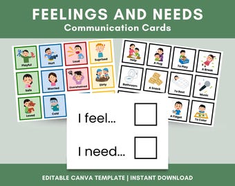 Feelings Communication Card Canva Template Nonverbal Aids Special Needs Communication Feelings Worksheet Feelings Tool Autism Printable Pecs