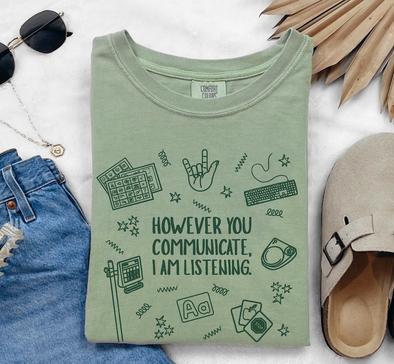 Everyone Communication Speechie AAC Bcba Aba Shirts Comfort Color Sped Teacher Inclusion AAC Communications Shirt Speech Pathology Graduate Bay