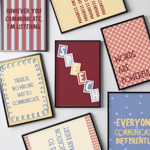 Logopedposter Set med 12 utskrivbara posters, logopedrumsdekorationer, logopedposter, nedladdning, väggkonst för talklassrum