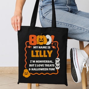 Nonverbal Trick or Treat Bag Nonverbal Halloween Trick or Treat Autism Nonverbal Autism Awareness Personal Trick or Treat Bag Kid Autistic