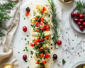 Festive Antipasto Cream Cheese Log PDF | Holiday Appetizer Digital Recipe | Easy Step-by-Step Printable