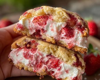 Recept gevuld koekje met aardbeientaart, gastronomische New York-stijl, beginnersvriendelijk (digitale download)