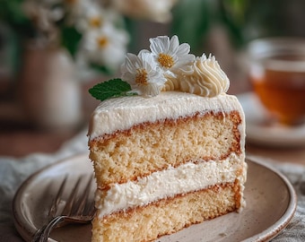 Receta clásica de pastel de chocolate, pastel de cumpleaños de vainilla húmedo, postre casero sencillo, receta digital imprimible en PDF, repostería fácil para principiantes