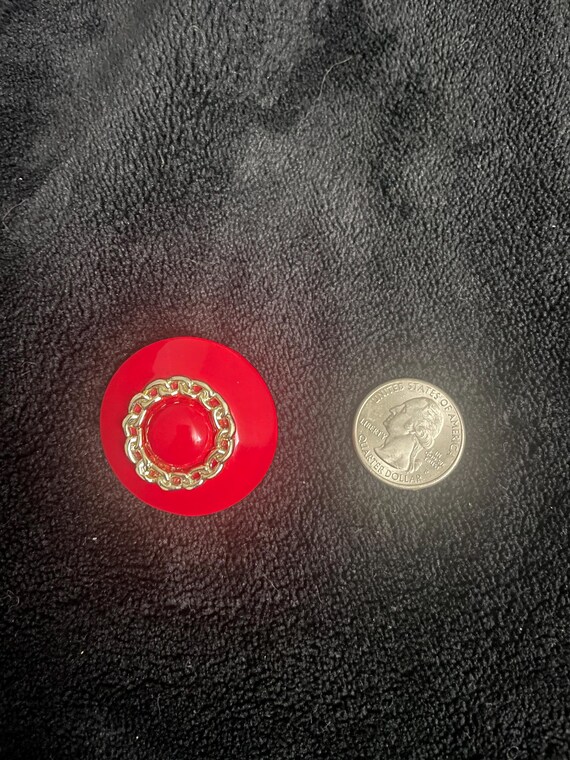 Red Acrylic Button Earrings - image 2