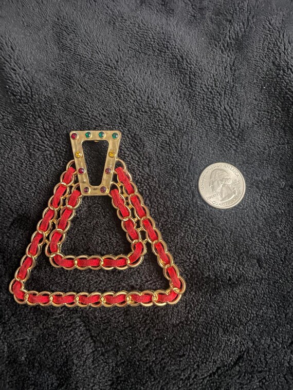 Red Triangle Geometric Earrings - image 2