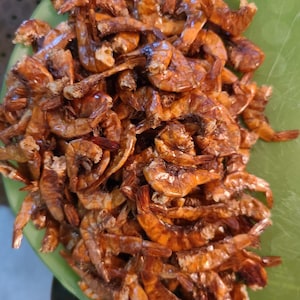 Ede Pupa (Red Prawn) Red Smoked Prawns / Red Shrimp / Dried Prawns gotten from Ajase, cotonou. 100g in each park and very delicious!