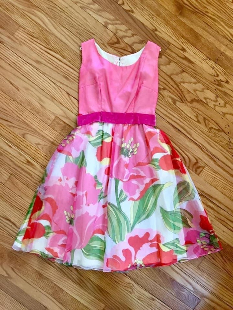 Vintage 1960\u2019s Sweet Psychedelic Tropical Floral Dress Sz Medium