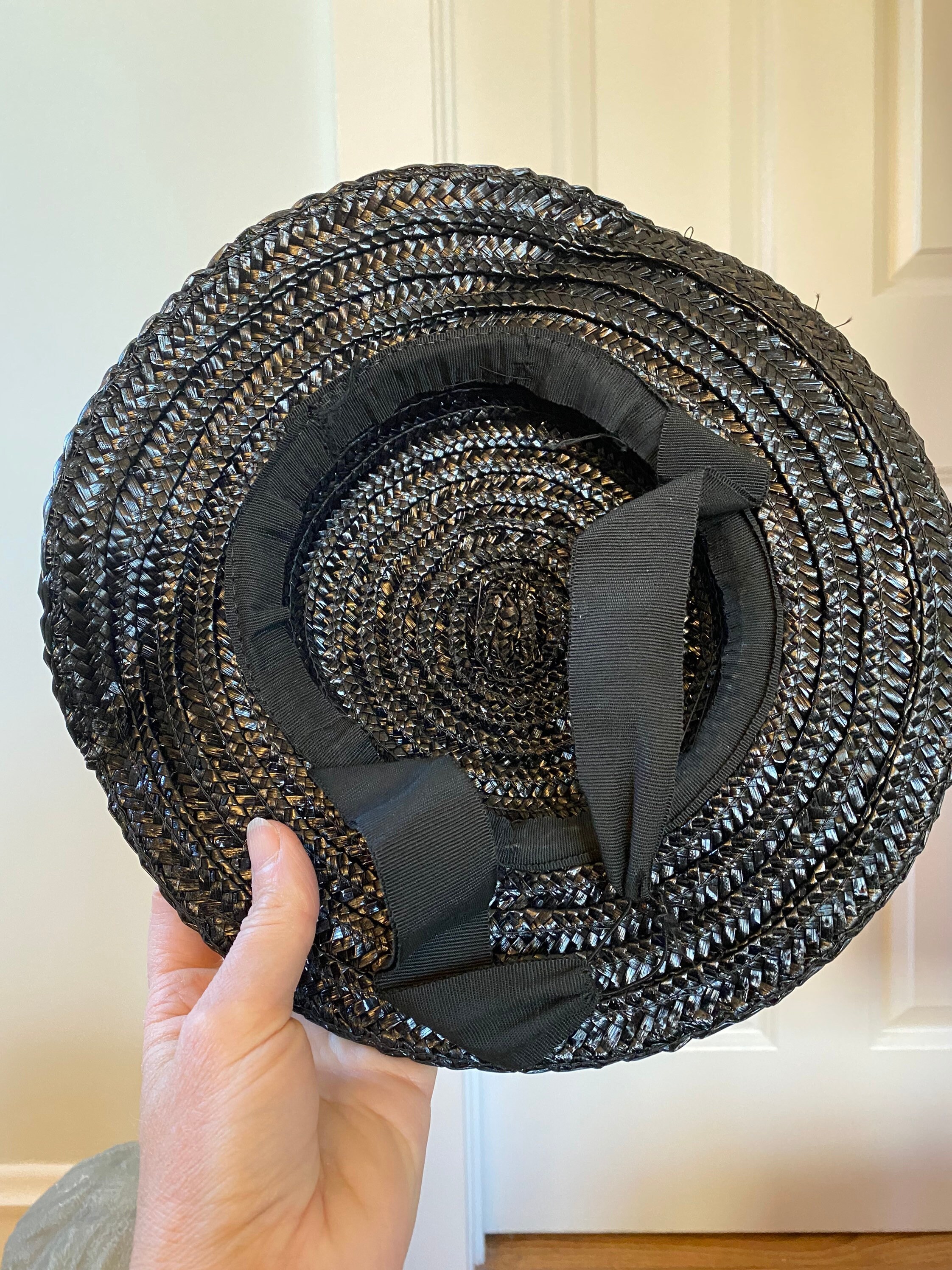 Original 1940’s Sublime Straw Tilt Hat - In A Deep Mulberry With Trim main image 0