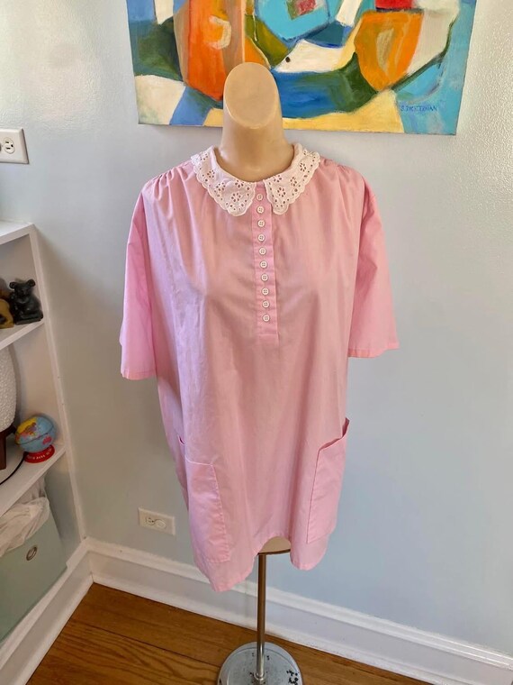 Vintage 1970s 1980s Pink Babydoll Smock Top sz XXL - image 10