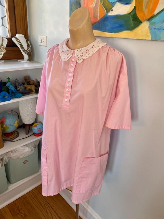 Vintage 1970s 1980s Pink Babydoll Smock Top sz XXL - image 5