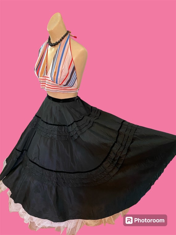 Vintage 1950s Black Magic Skirt sz Small repair pi