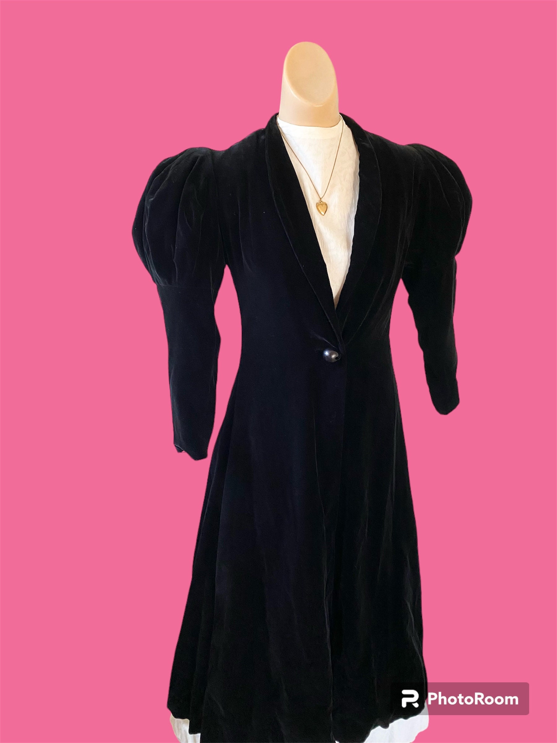 Lanvin, Vintage 1939 Jeanne Lanvin Whimsical & Dramatic Puff Sleeve Velvet Opera Coat Sz Medium