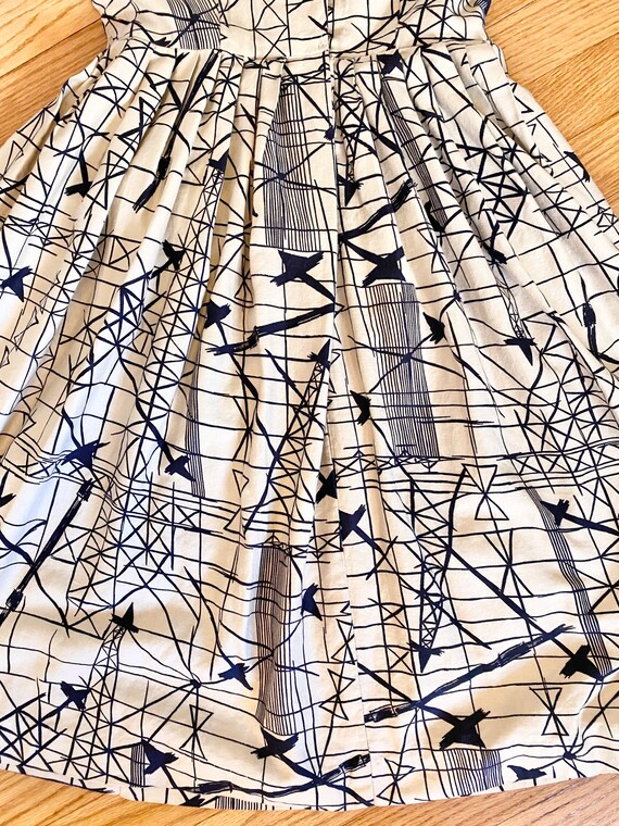 Vintage 1950’s Abstract Art Cotton Day Dress Size… - image 9