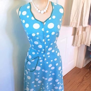 Vintage 1950’s Lets Join the Circus Polka Dot Cotton Day Dress Sz Large