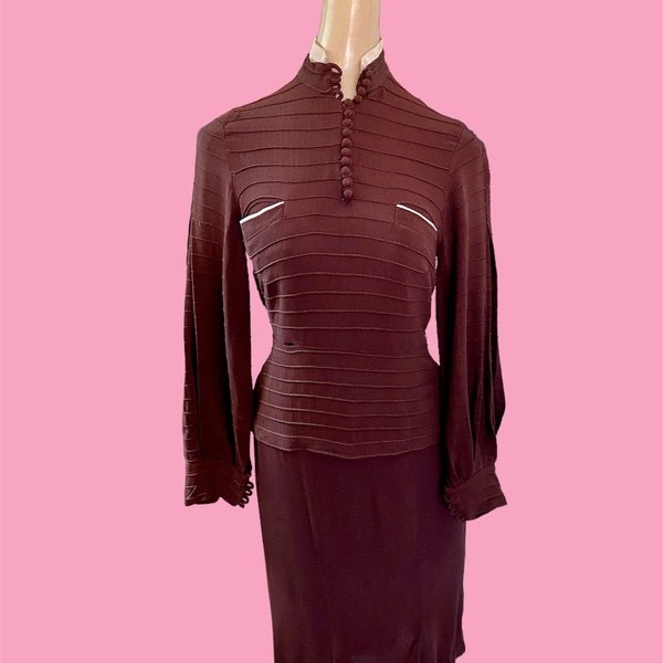 Vintage 1930s Sophisticated Sweetheart 2pc Ensemble sz XS