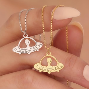 14K Gold Plated Saturn and Space Pendant, Planet Necklace, Galaxy Jewelry, Celestial Necklace, Best Friend Gifts, Mom Necklace, Mother&#39;s day