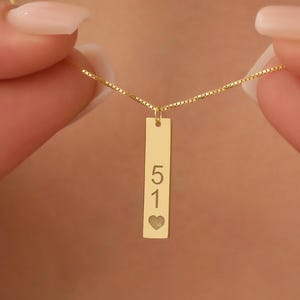 14K Solid Gold Personalized Number Necklace , Custom Year Date Necklace , Gold Lucky Number Jewelry , Personalized Necklace , Gift for Her
