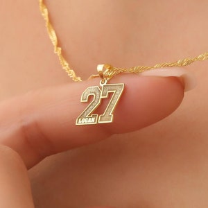 Custom Number Necklace with Name , Number Baseball Necklace , Personalized Basketball Number in Box Chain , Sport Jewelry , Gift For Kid