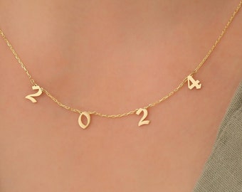 Personalized Number Necklace, Custom Number Year Date Pendant Necklace, Lucky Number Jewelry, Customized Necklace with Number, Gifts for Her